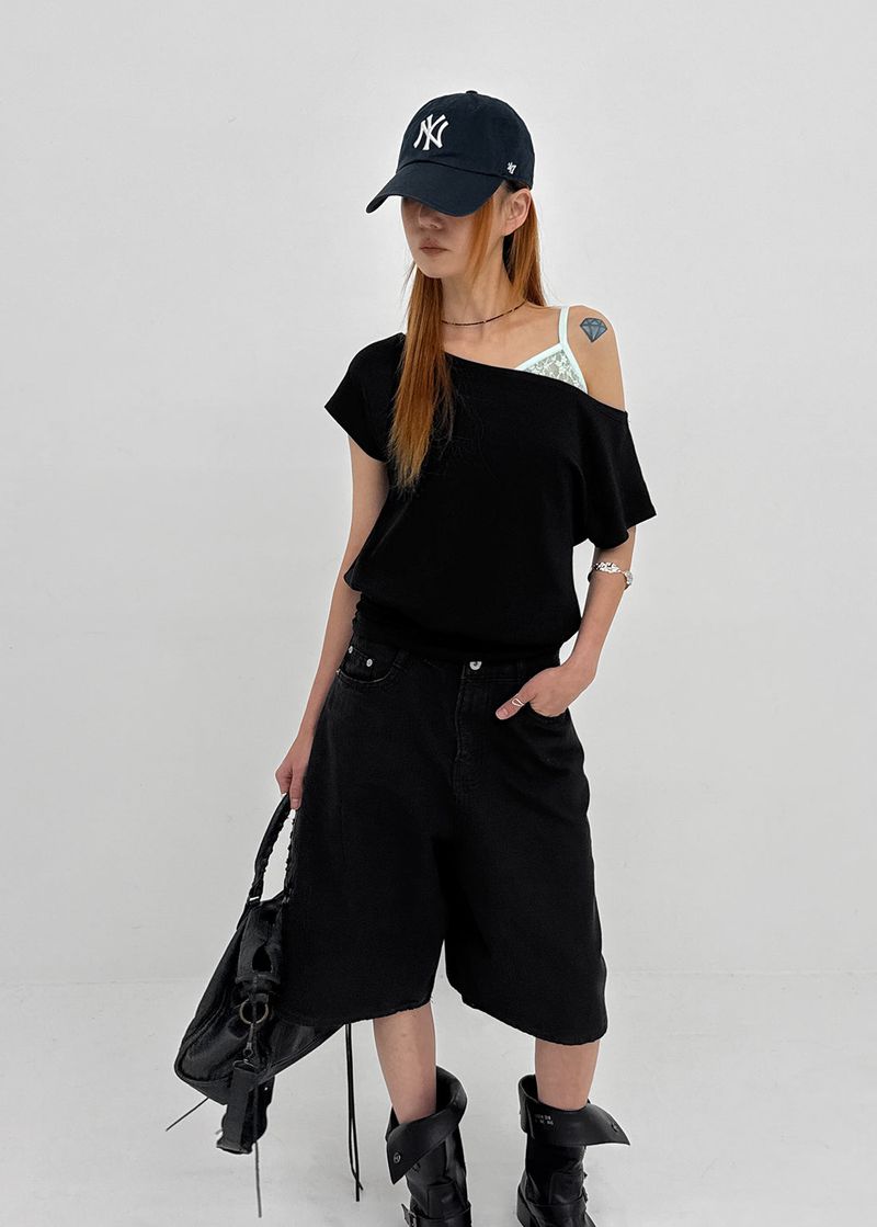 [MADE] Tepo Dolman Boat Neck Short Sleeve Top