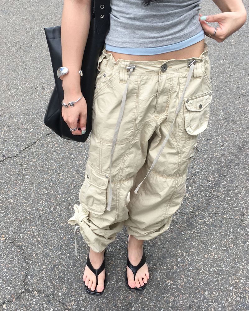 (2way) Vintage cargo string pants