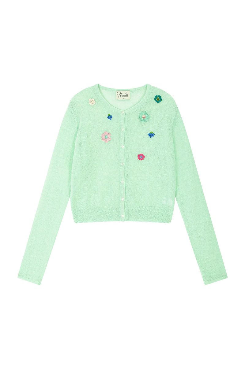 POPPALS（ポップパルズ）の「Petal Knit Cardigan [Mint]（Tops）」