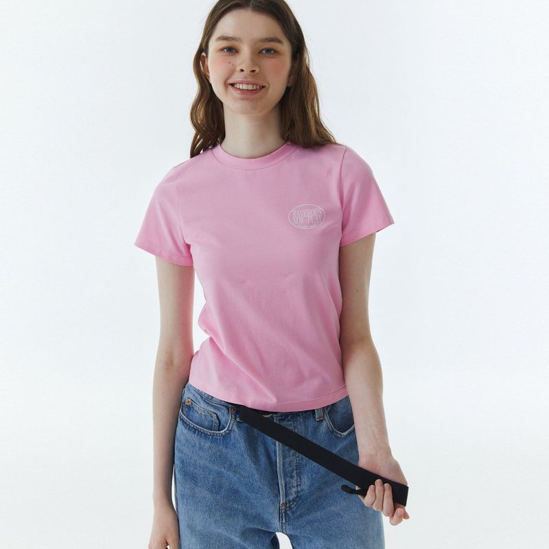 Shape Logo Slim Span T-Shirt Pink