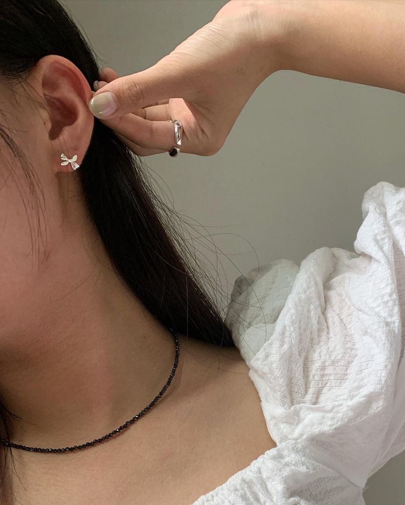 (silver925) ラブリーリボンピアス type2 *silver