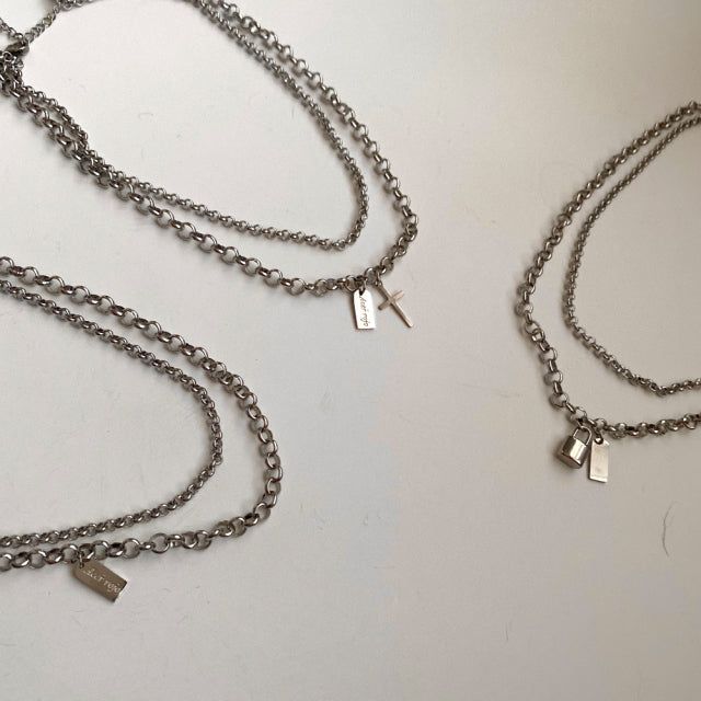 vop Bold Cross Two-Line Chain Choker Necklace