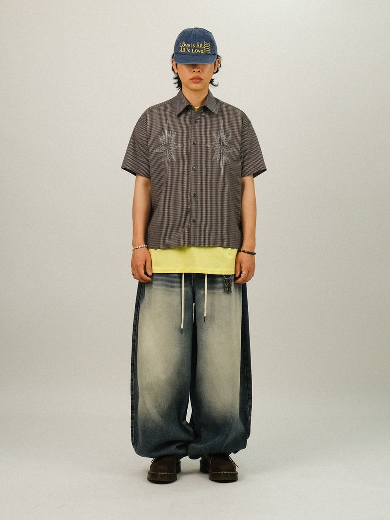 RE STAR Check Crop Shirts