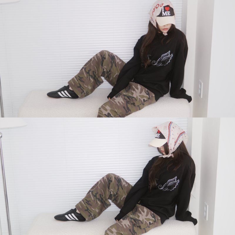 camo casual banding straight pants