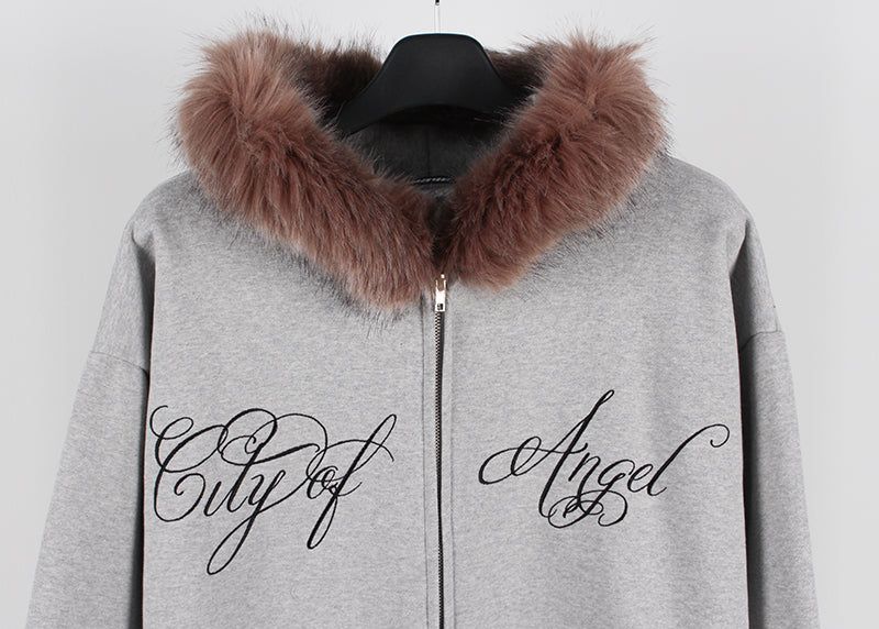 ANGEL FUR HOOD ZIP-UP