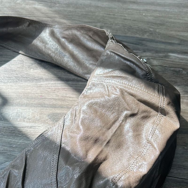 Wrinkled Leather Crescent Bag