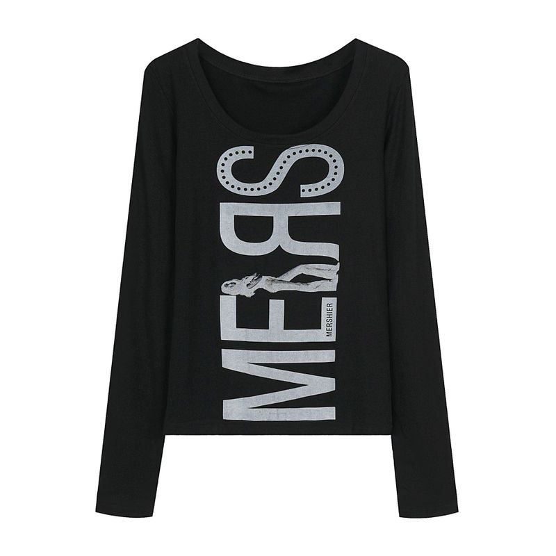 Meryl Lettering Slim Long Sleeve Top