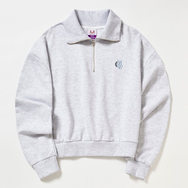 SMALL LOGO HALF ZIPUP SWEATSHIRT_WHITE MELANGE