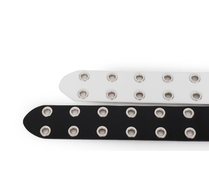 Rat Double Eyelet Long Leather Belt