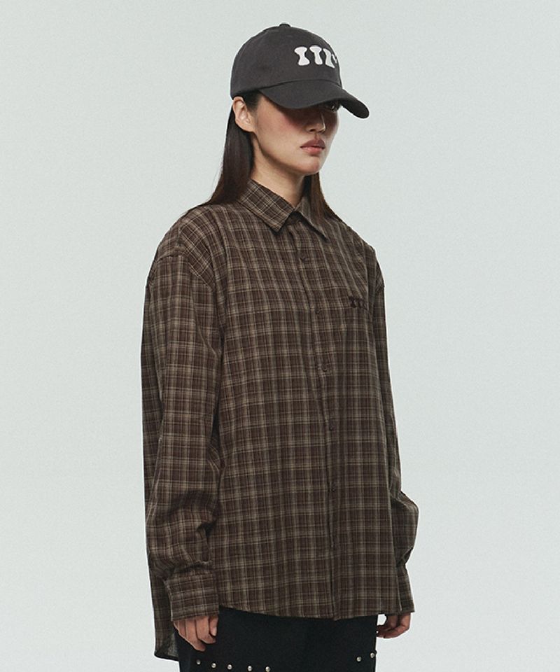 ITZ MINI LOGO CHECK SHIRT - BROWN