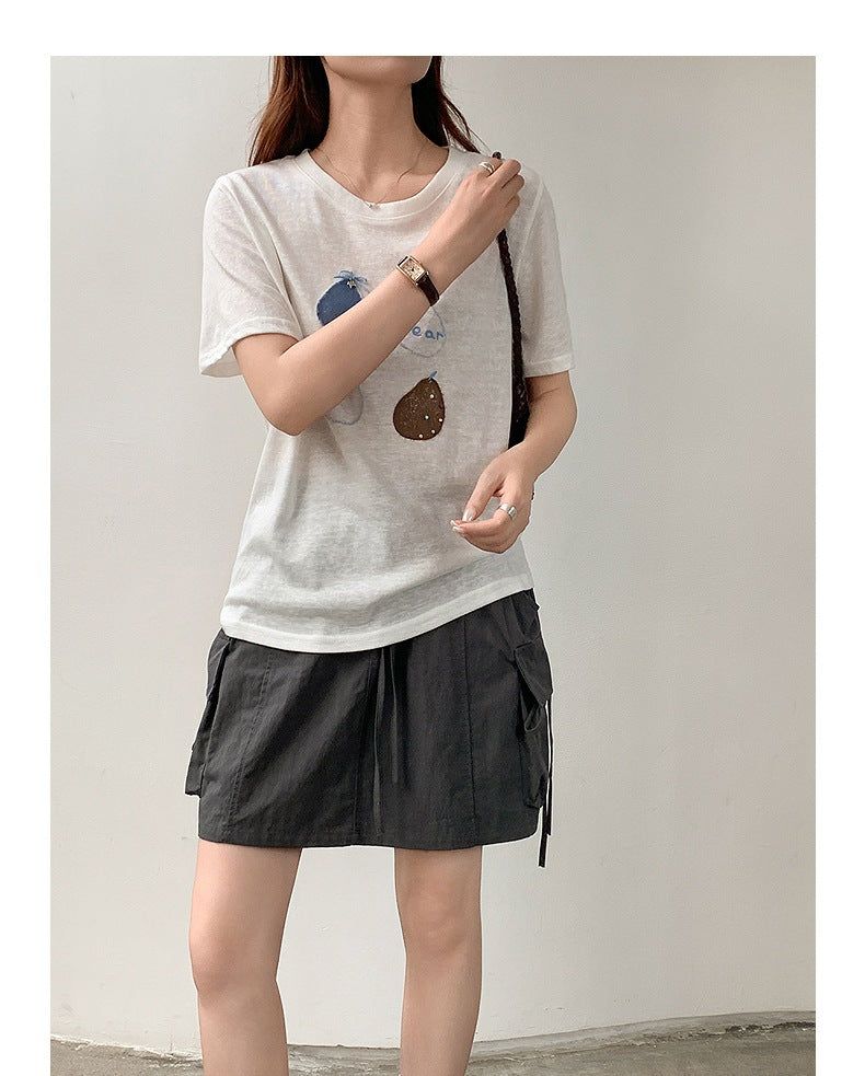 Cute Pear Art Crew Neck T-Shirt