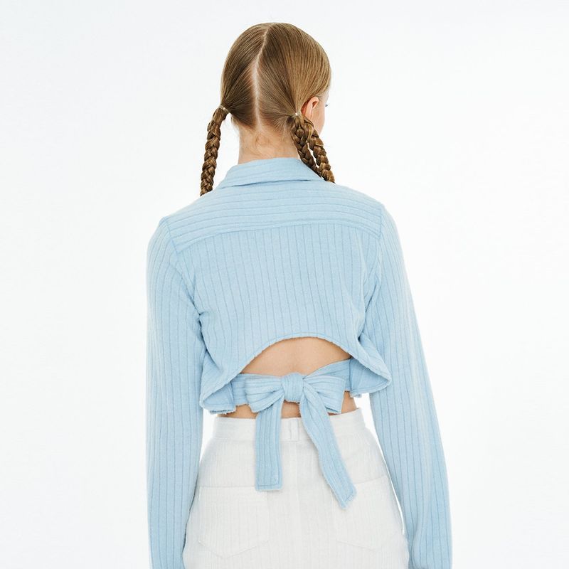 OTHER-worldly（アザーワールドリー）の「Back Open Ribbon Strap Shirt [Blue Angora]（Tops）」