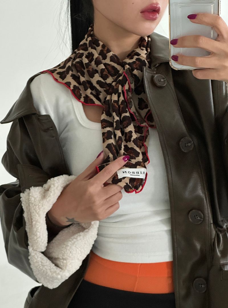Leopard Tube Top Layered Scarf