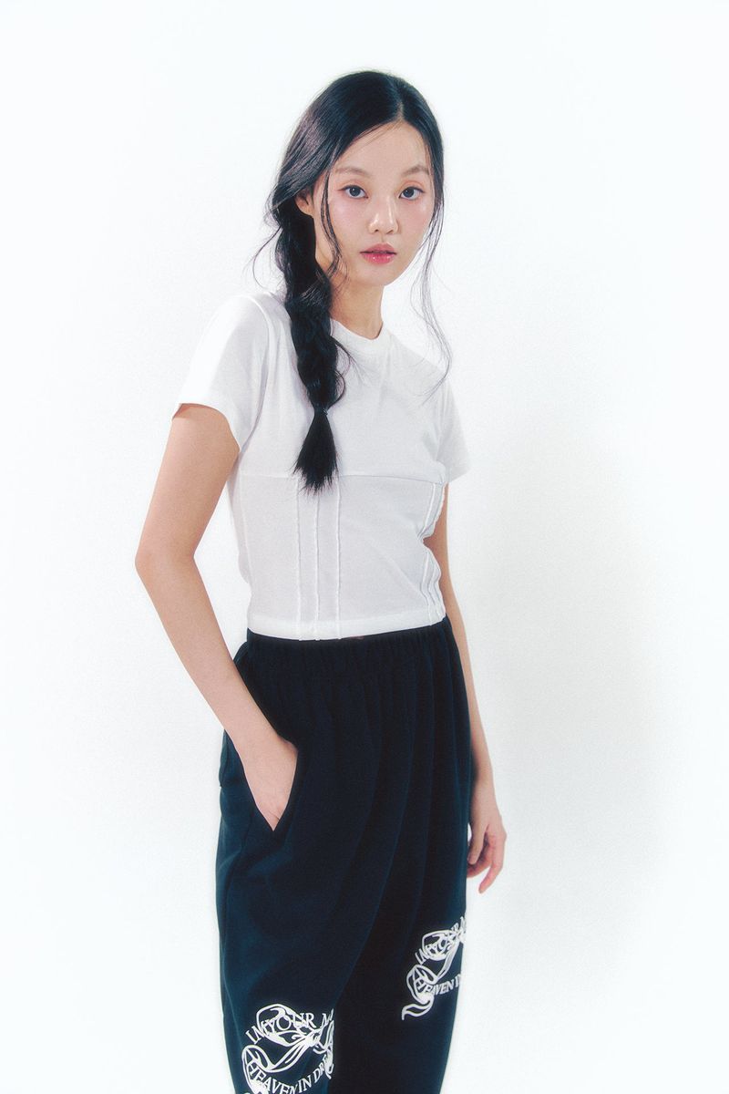 Knee Point Ribbon Jogger Pants Black