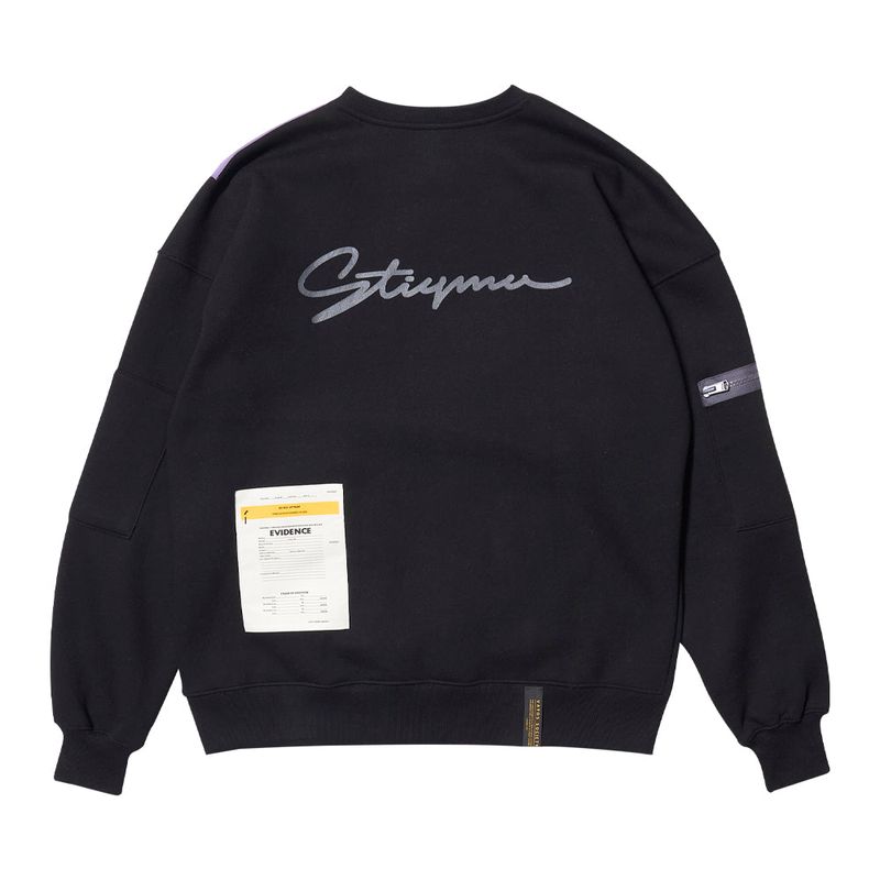 ZIPPER OVERSIZED CREWNECK BLACK / WHITE MELANGE
