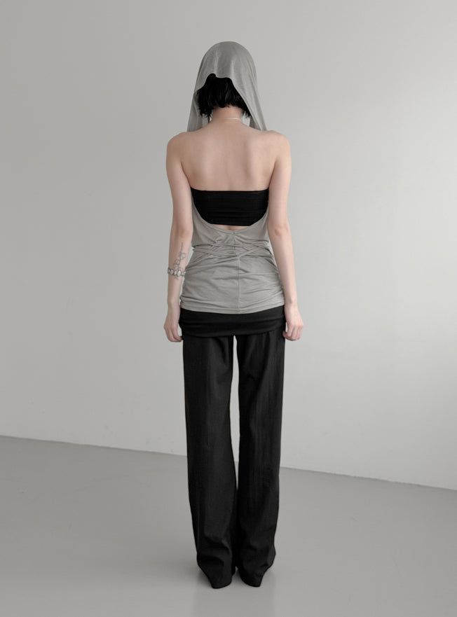 Desert Cowl Neck Hooded Drape Top