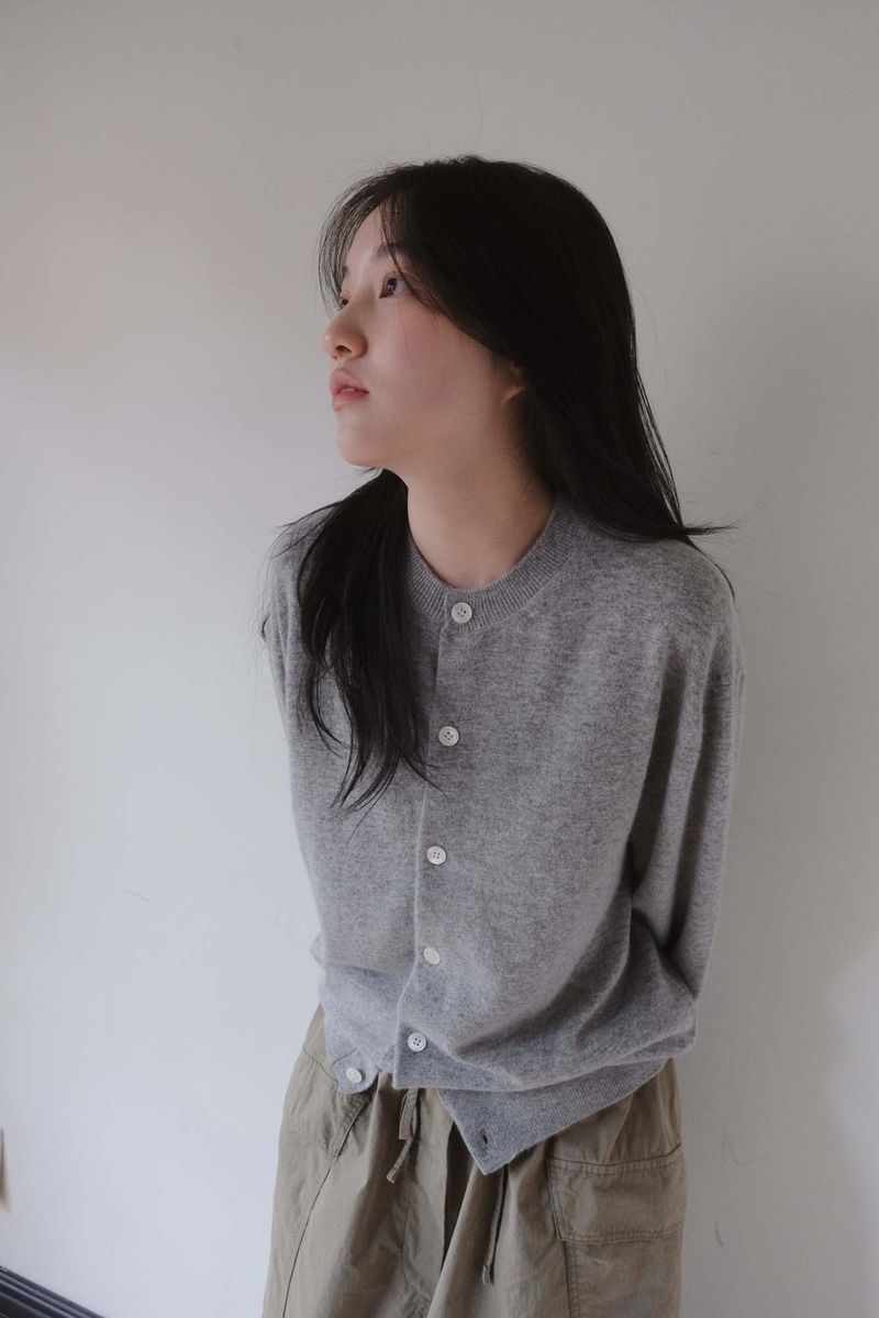 Cash Blend Knit Cardigan (Gray)