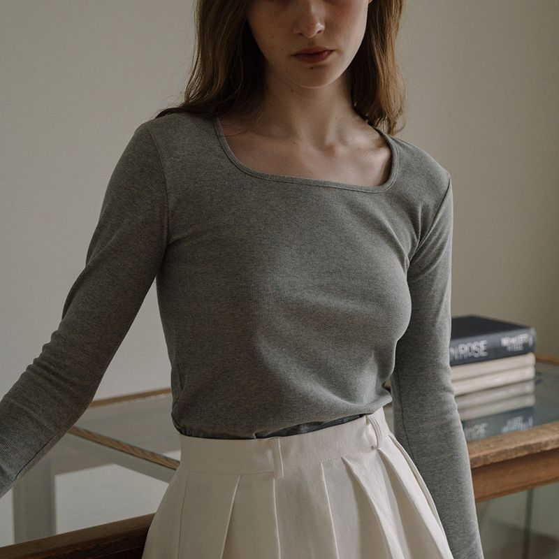 Square Neck T-shirt - Gray