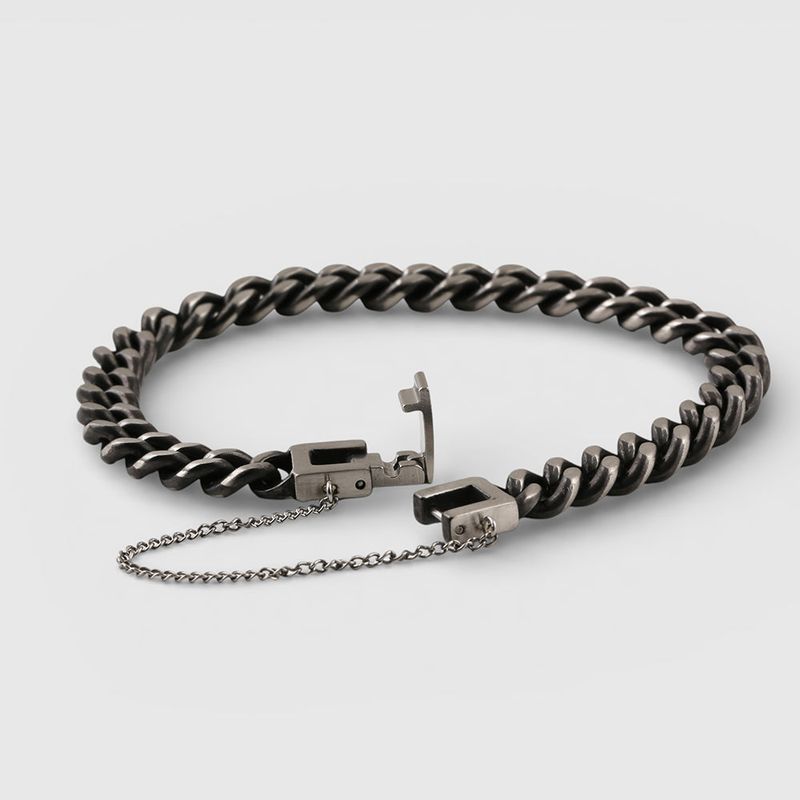 SVB-1023 Black & Silver Wide Chain Bracelet