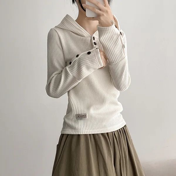 Color Point✨Sleeve Button Hoodie (5 colors)