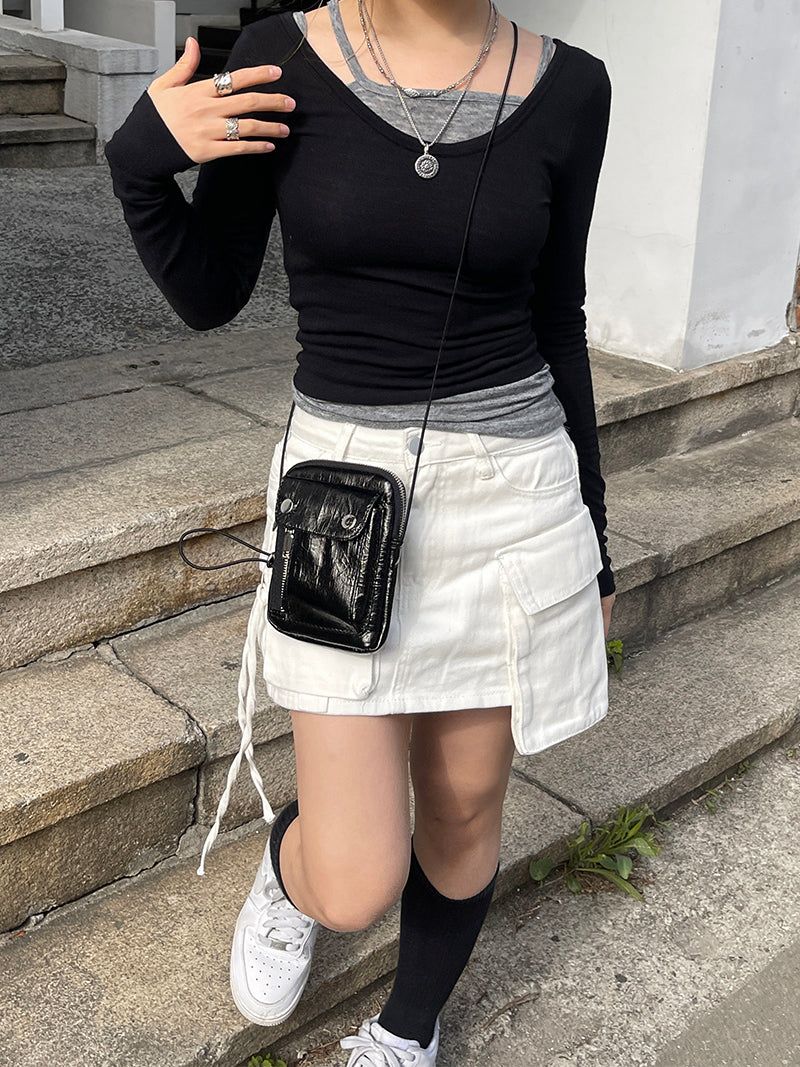 Daily U-neck Tee Layered Sleeveless Set