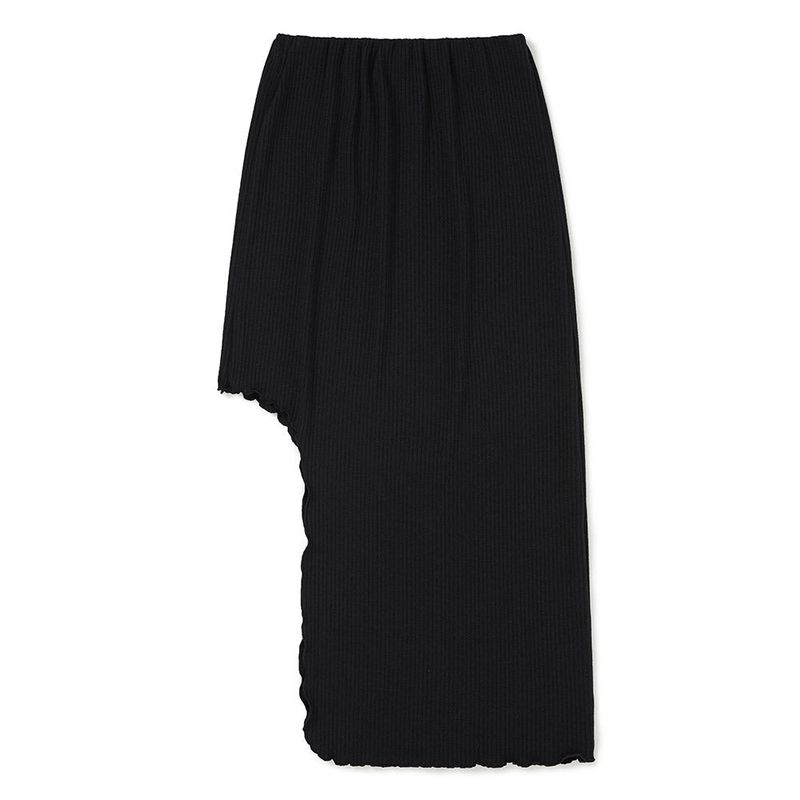 サイドオフミディアムスカート / Side-off Midi Skirt [BLACK]