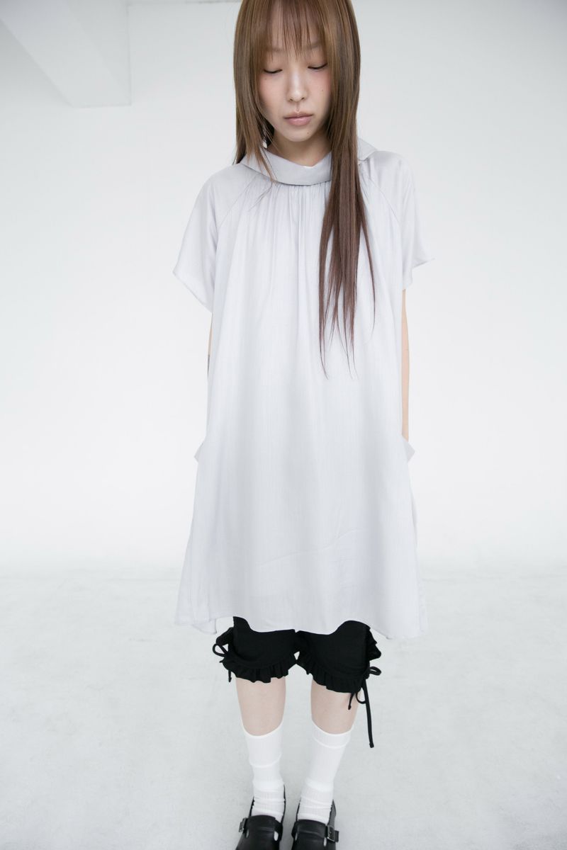 mock neck shirring pocket ops(3colors)