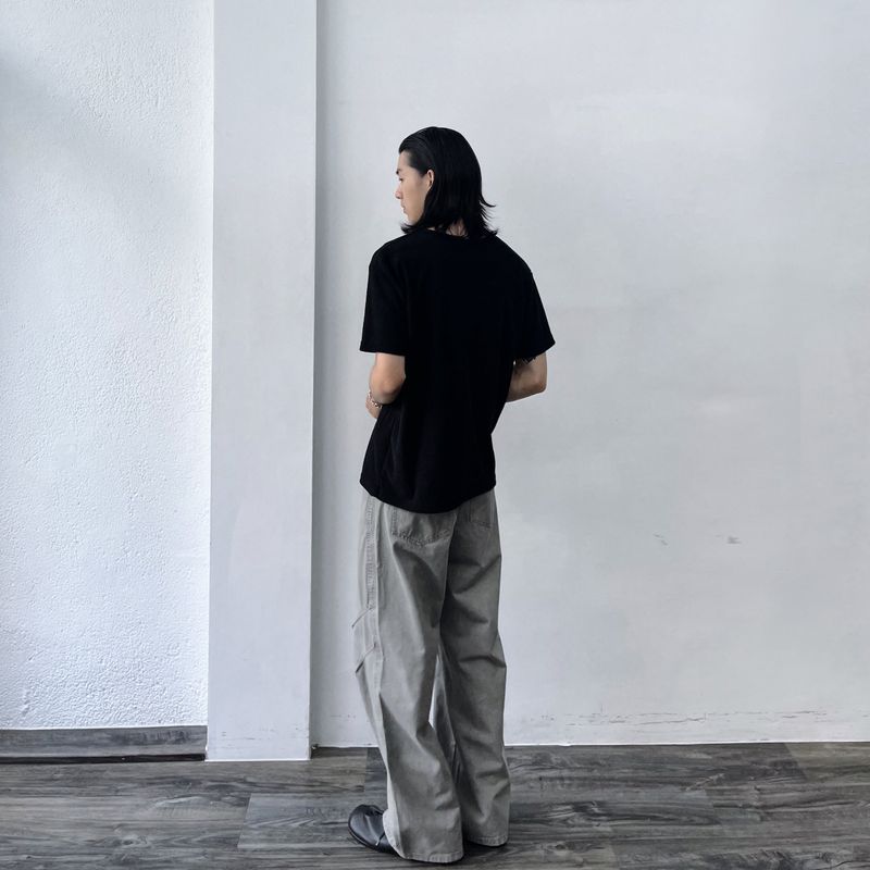 Black Field Textured Henley Top