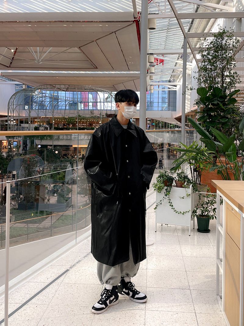 ASCLO Vegan Leather Mac Coat (2color)