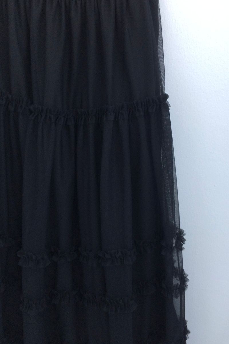 Cloud chiffon frill long skirt