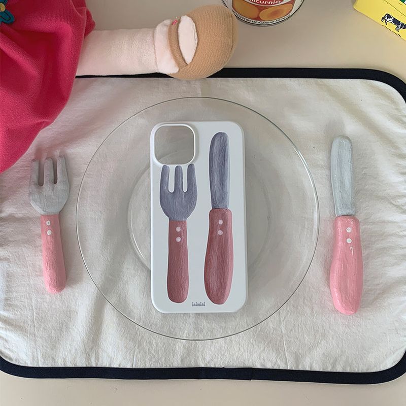 Pink cutlery case - jelly hard