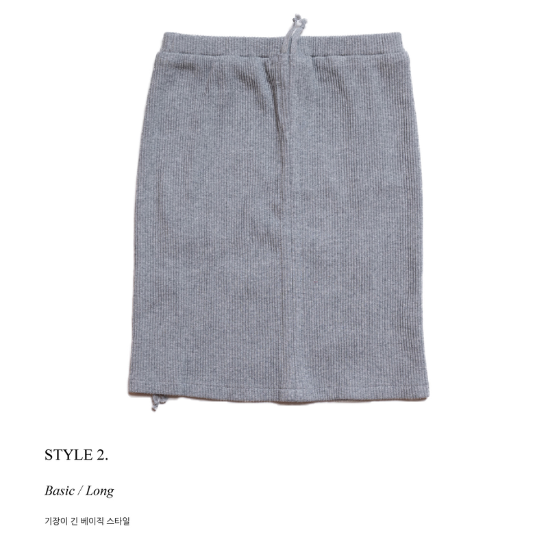SHIRRING STRING SKIRT GRAY