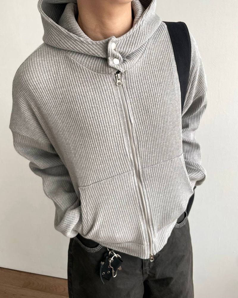 Compack Waffle High Neck Hood Zip-up