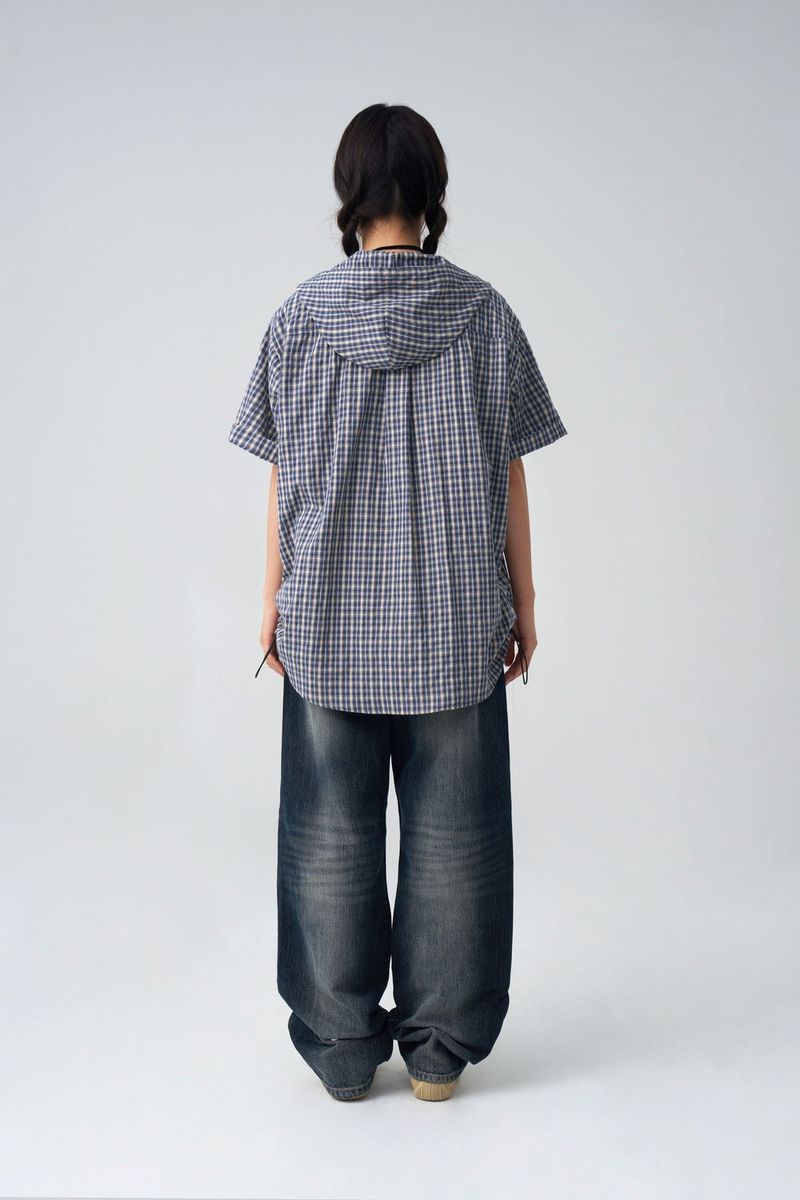BACK BUTTON WIDE DENIM PANTS