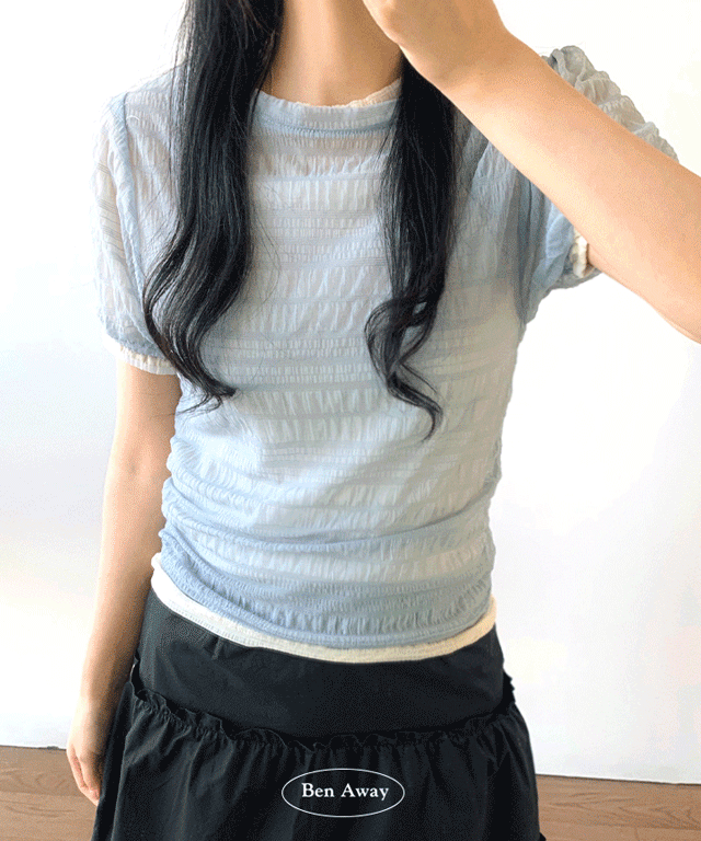Ben Away（ベンアウェイ）の「パフウィンクルシースルーショートスリーブTシャツ 4C（トップス）」