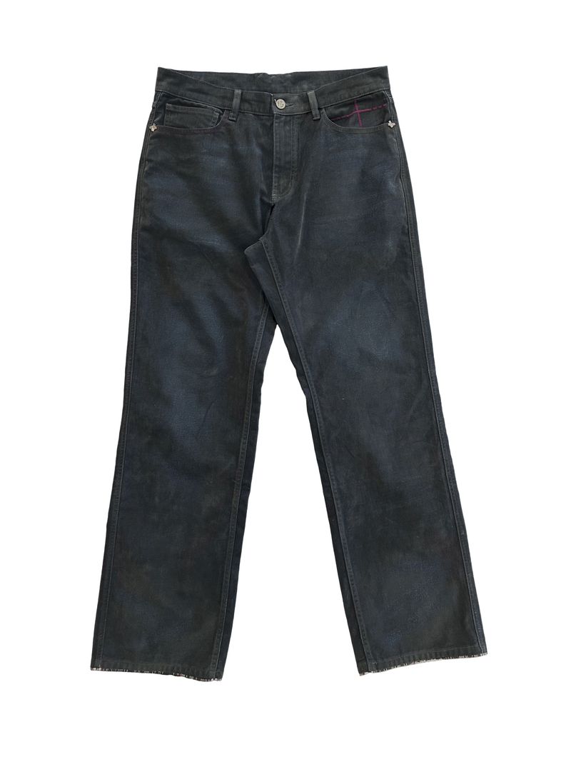 WANGXINGYU（ワンシンユー）の「FLOCKED LIGHT HAND-BRUSHED FADED DISTRESSED COLOR-TOOTH ZIPPER HEM STRAIGHT-LEG JEANS（Pants）」