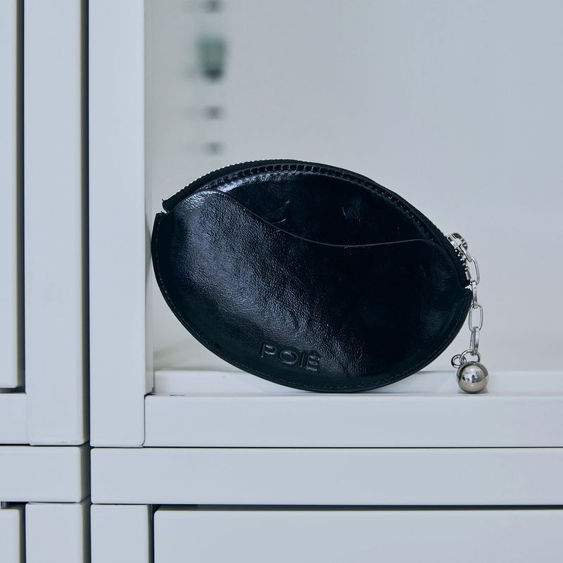 ball chain egg card wallet (black)