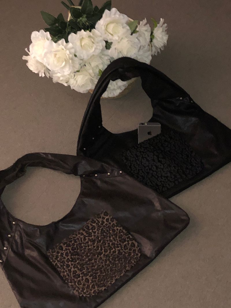 Vintage Pocket Leopard Fur Shoulder Bag