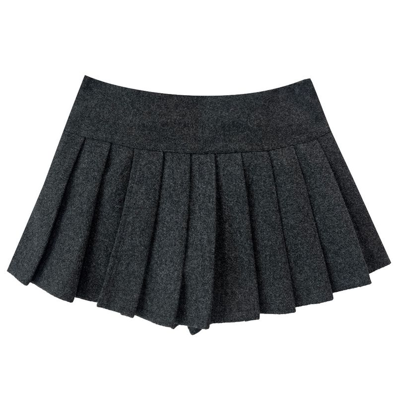 Winter wool short slit pleated mini skirt (2 colors)