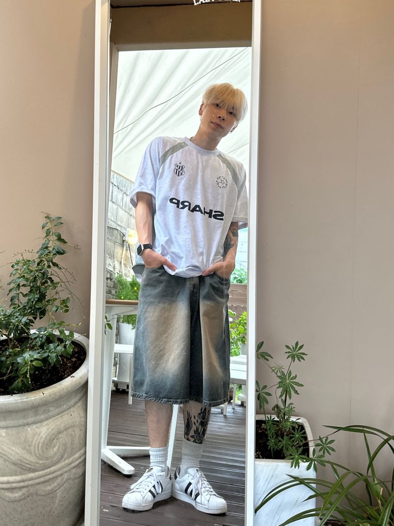 Dying Washing Denim Half Pants