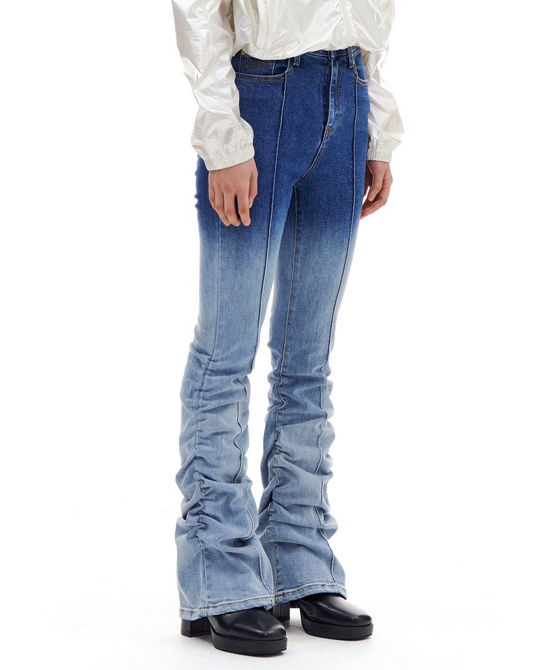 BOOTSCUT SHIRRING DENIM PANTS (BLUE)