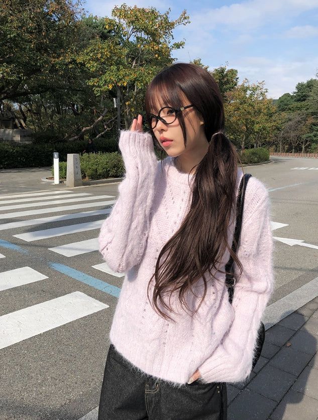 anyonemore（エニーワンモアー）の「ダーリンウールケーブルラウンドニット（トップス）」