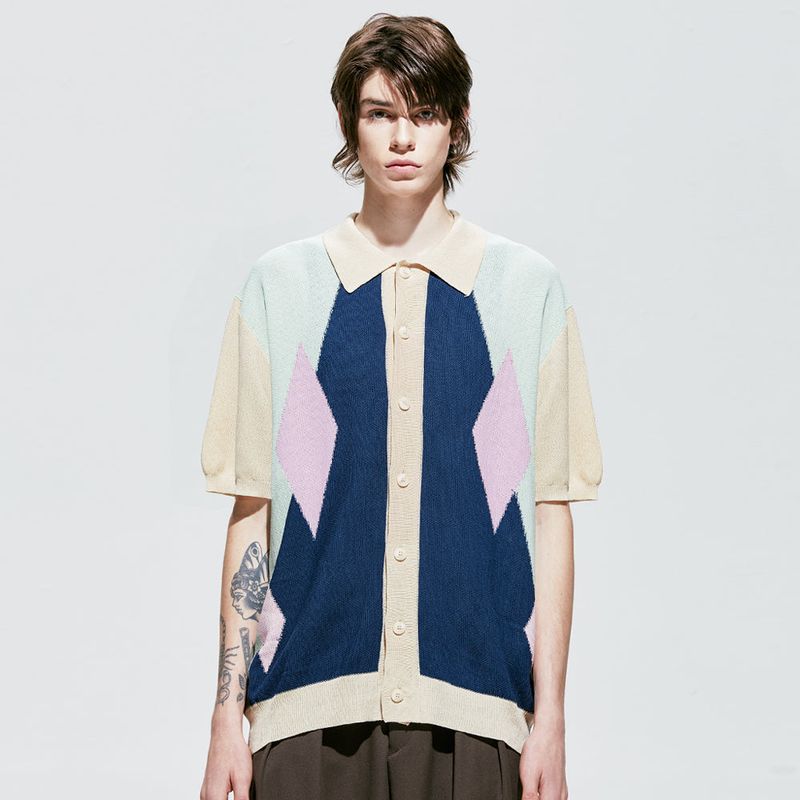 pocker-dia half knit cardigan ivory