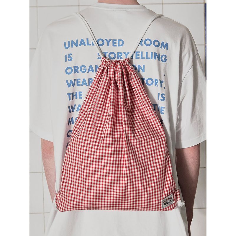 LOGO GINGHAM CHECK GYM SACK / RED