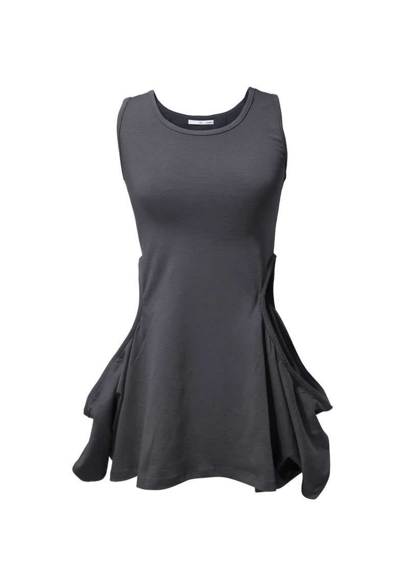  OPEN SLIT SLEEVELESS . CHARCOAL