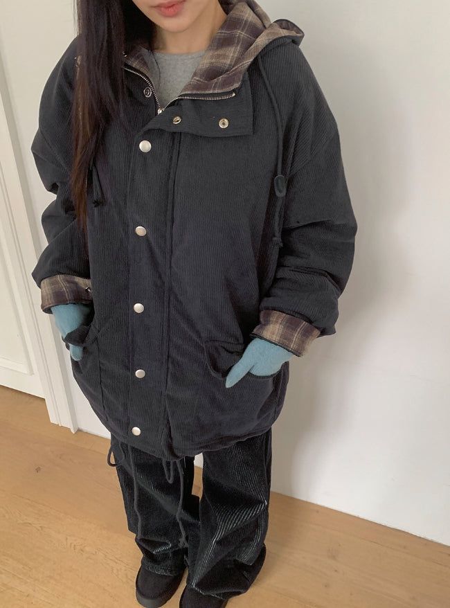 Harvey Corduroy Quilted Hood Jumper