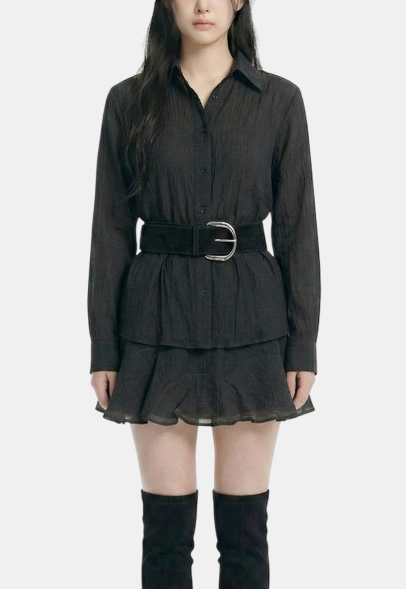 Roen Wrinkle Shirt Skirt Set