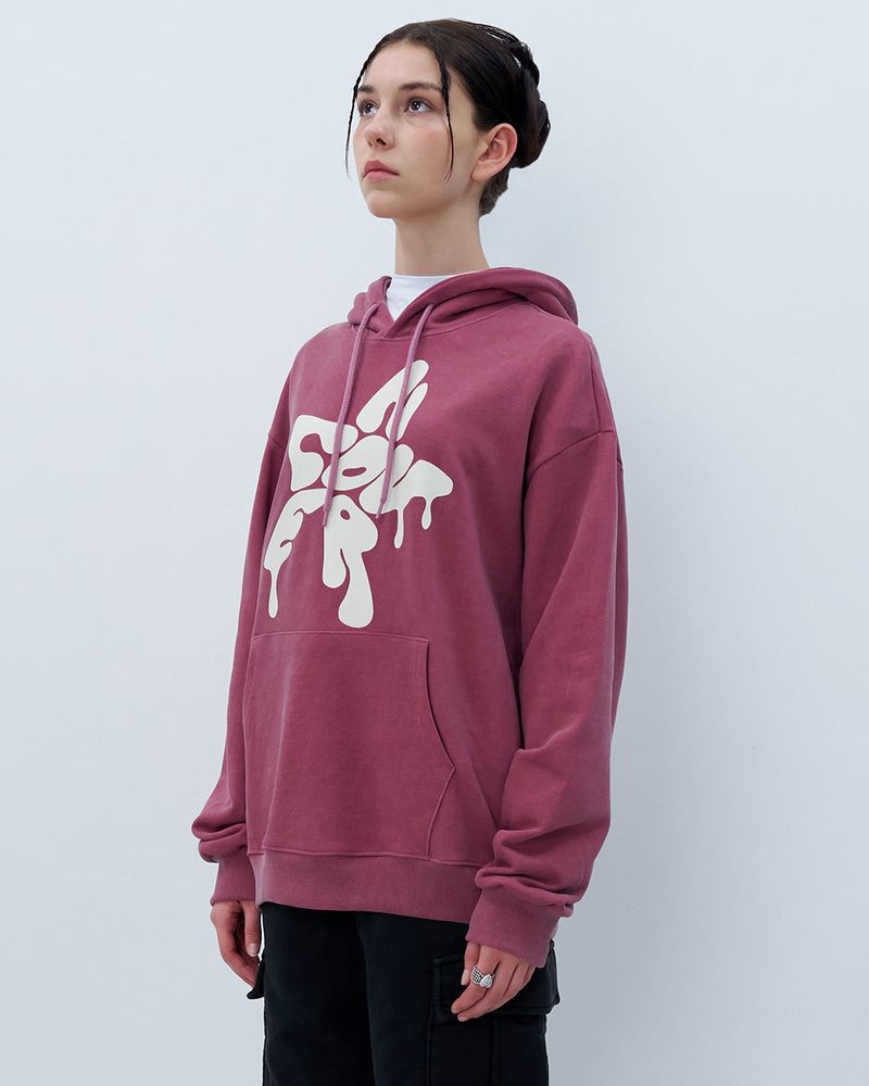 MELTING STAR LOGO PIGMENT HOODIE-PURPLE