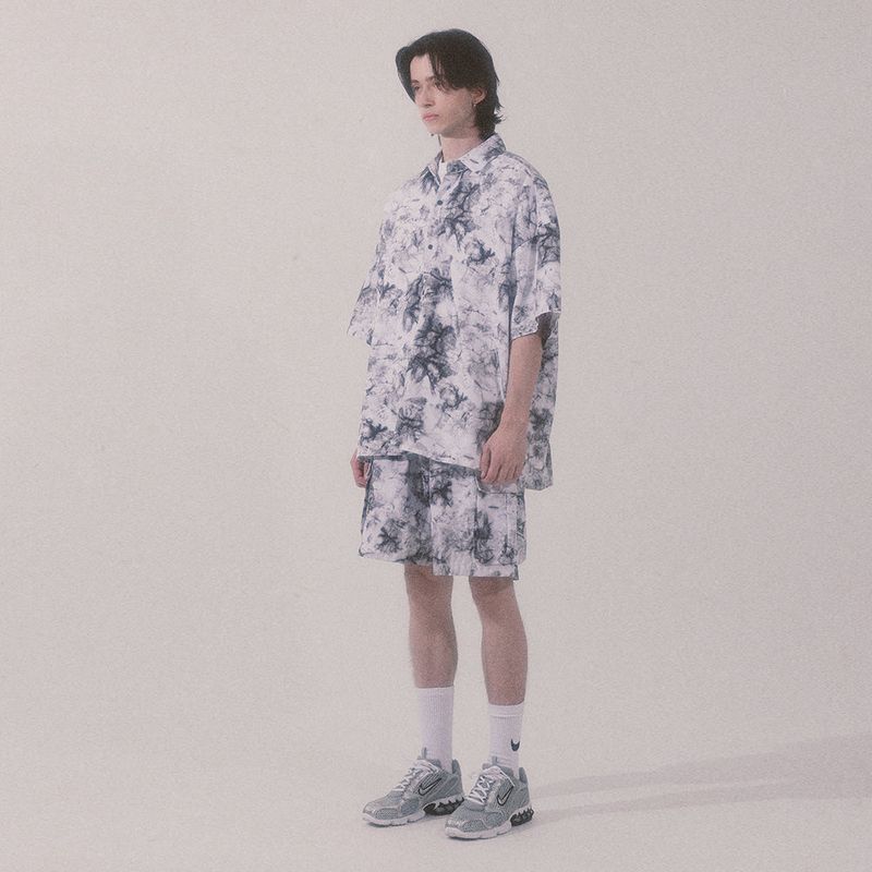 tie-dye half sleeve shirt_white