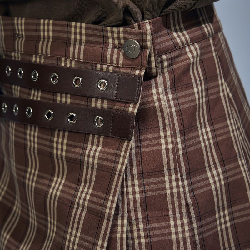 Karv Buckle Wrap Skirt (Brown)
